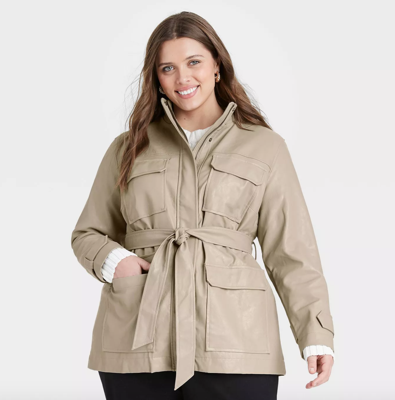 The Plus Project Ladies Womens Lightweight Relaxed Casual Trench Jacket 
